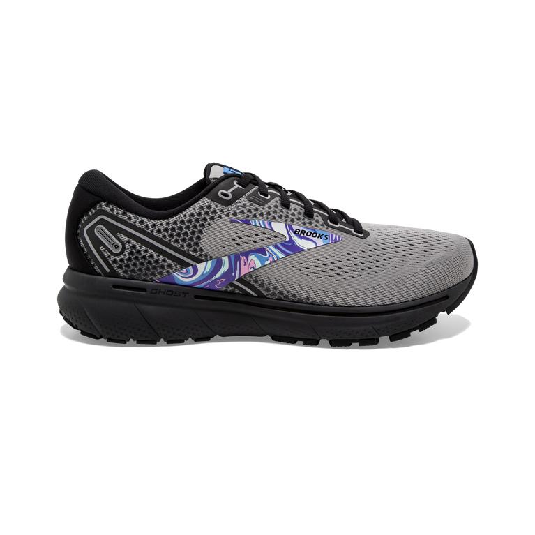 Brooks Ghost 14 Cushioned Road Running Shoes - Men's - Primer Grey/Black/Alloy (97021-CPNI)